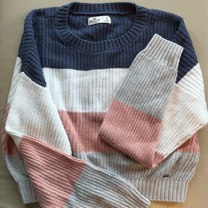 Hollister Multicolor Stripped Sweater (Blue, White, Pink and Grey)